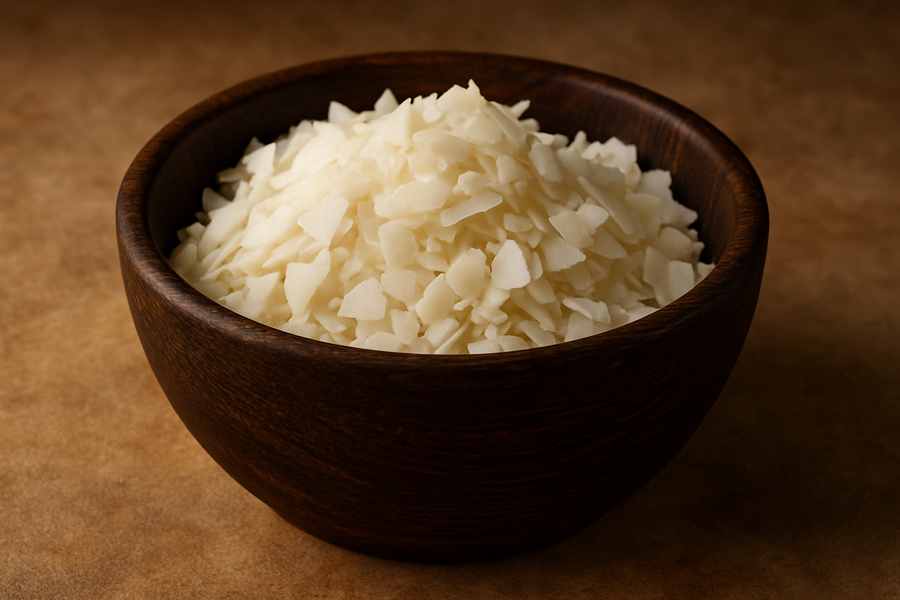 in a dark bamboo bowl